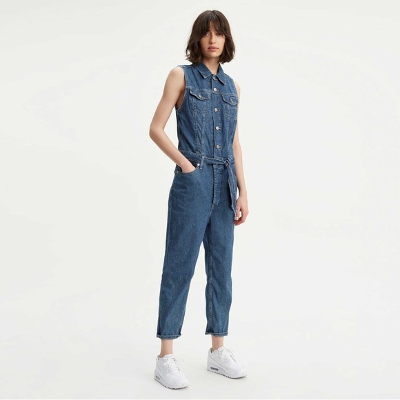 LEVI’S | Levi's Womens Cropped Taper Demin Jean Jumpsuit WithOUT Belt - Picture 1 of 15